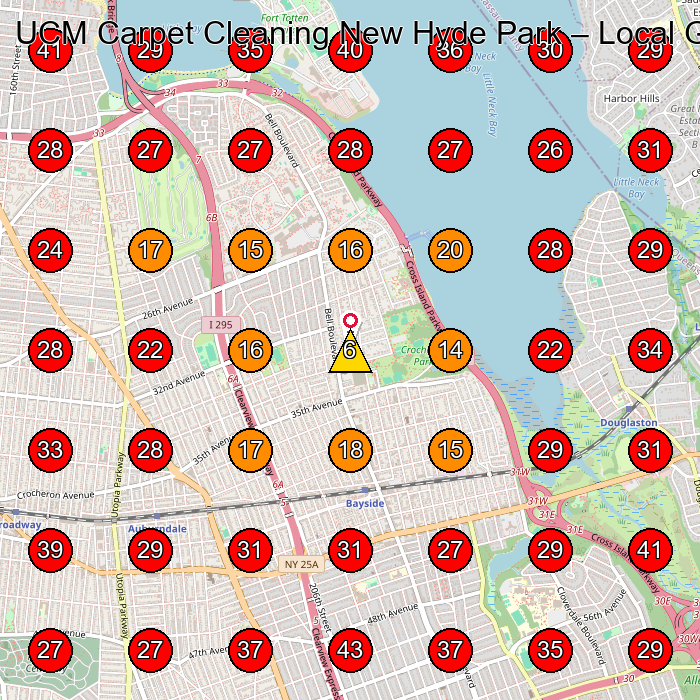 UCM Carpet Cleaning New Hyde Park GeoGrid visibility map for Carpet Cleaning Service in Douglaston